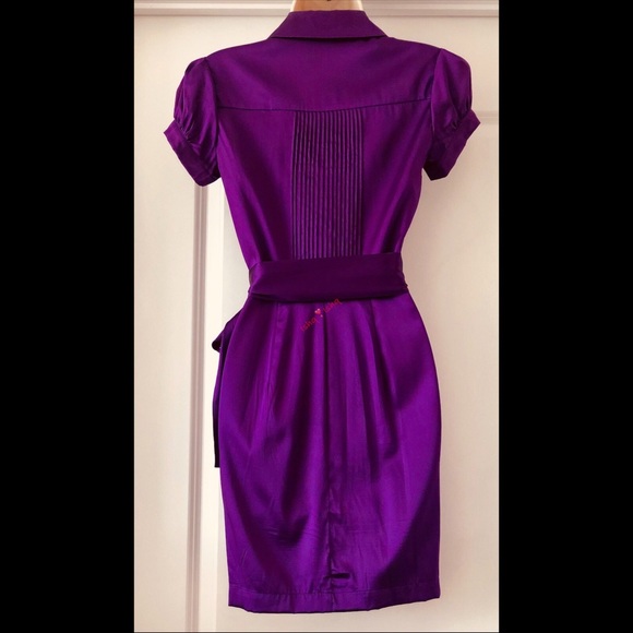 BEBE Silk Ruffle Front Shirt Dress, Cap Sleeve XXS - Picture 5 of 8